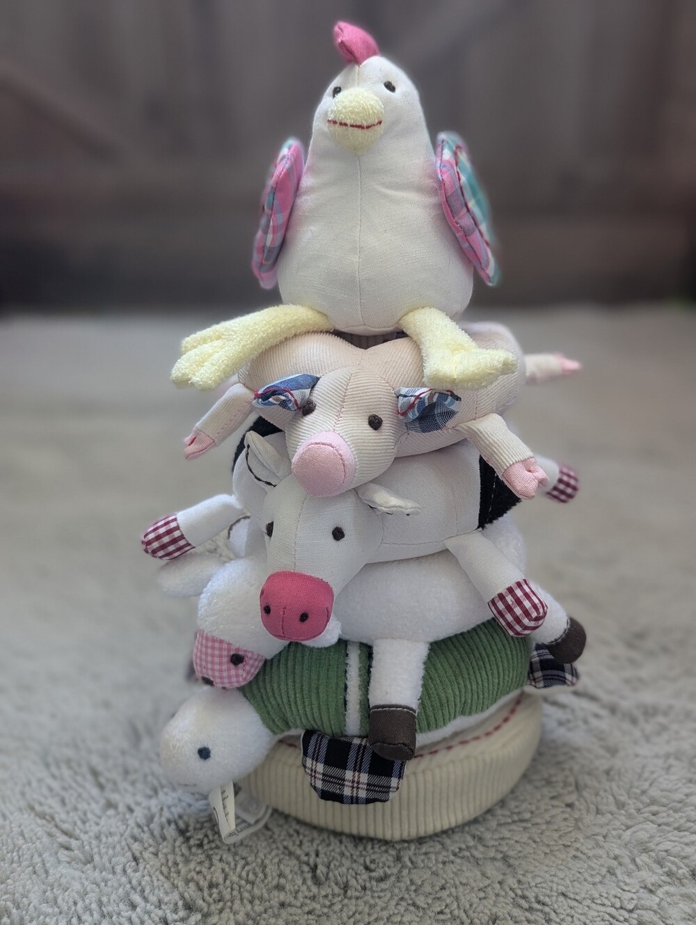 Pottery Barn Kids "Fun on the Farm" Plush Animal Stacking Toy Set